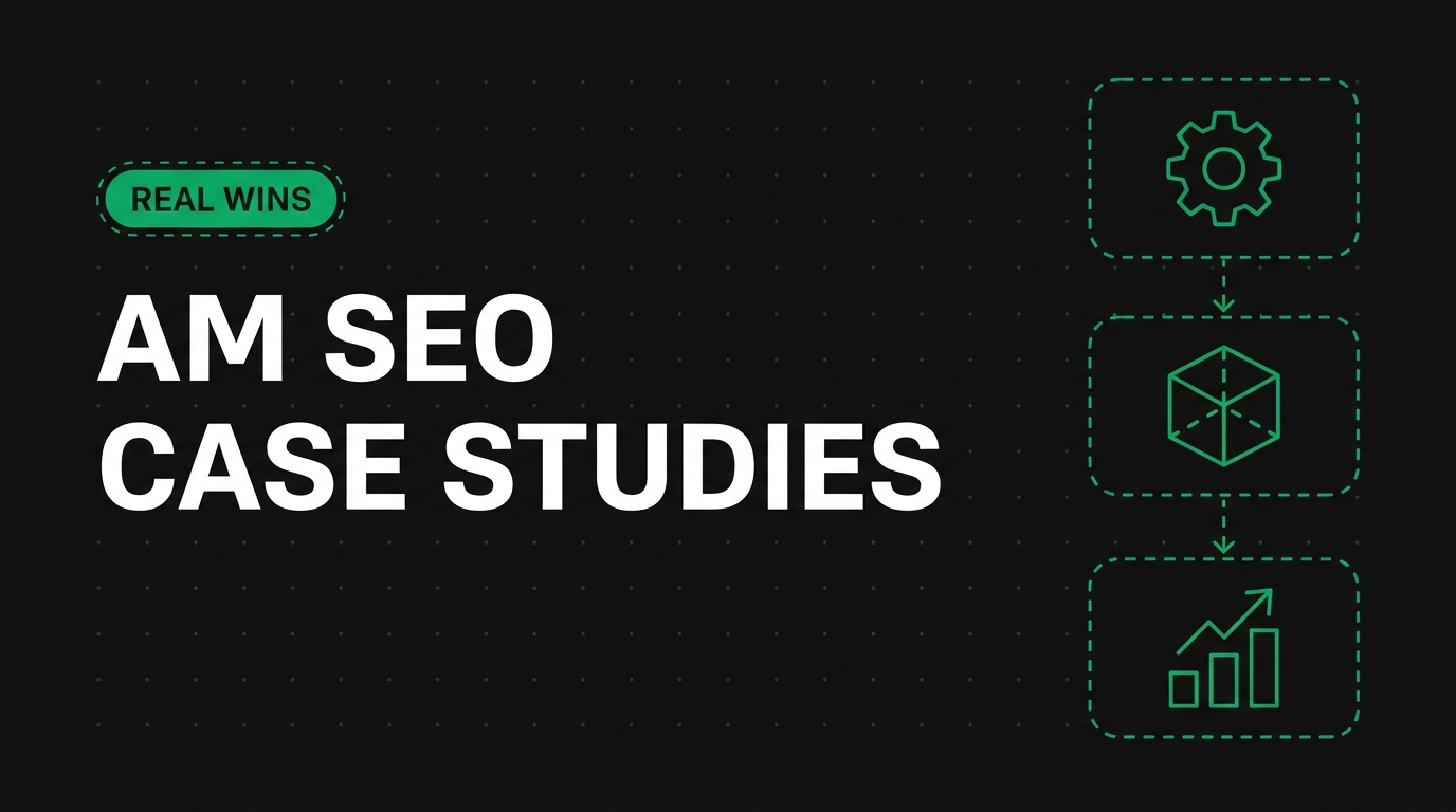 Additive manufacturing SEO case studies hero — dark editorial banner with AM icons