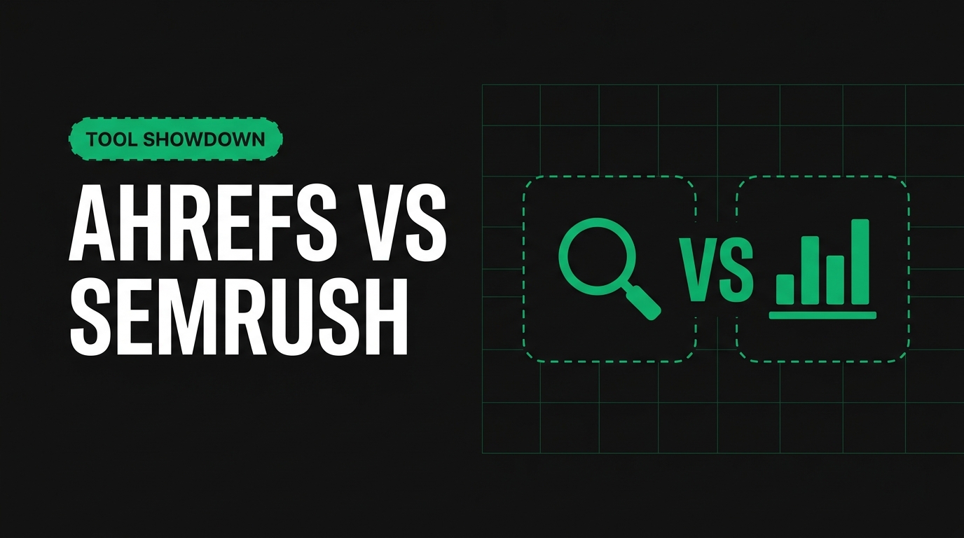 Ahrefs vs Semrush for industrial SEO — dark hero banner with comparison icons